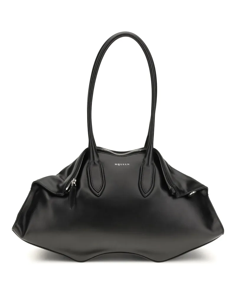 Alexander McQueen Women's Shoulder Bag Manta Black-Silver Calf Leather (bos Taurus) Black/silver Black