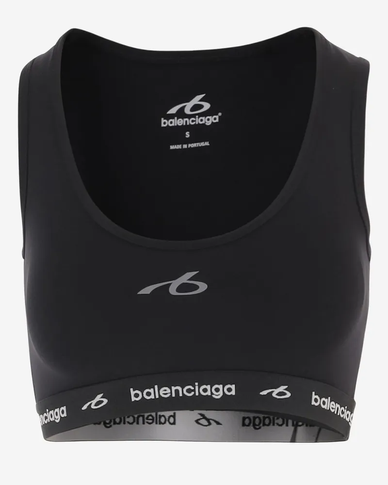 Balenciaga Women Top Stretch Nylon Black Polyamide Tops Black