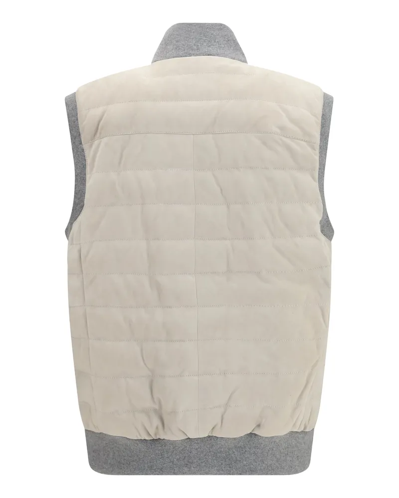 Brunello Cucinelli Men's Padded Vest English White+panama Blazers E Vests White