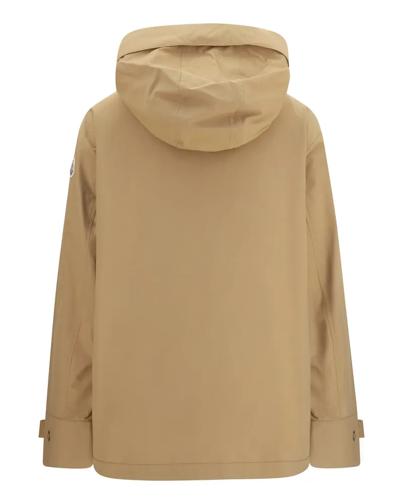Moncler Women's Hooded Jacket With Logo Patch Brown Polyamide Brown