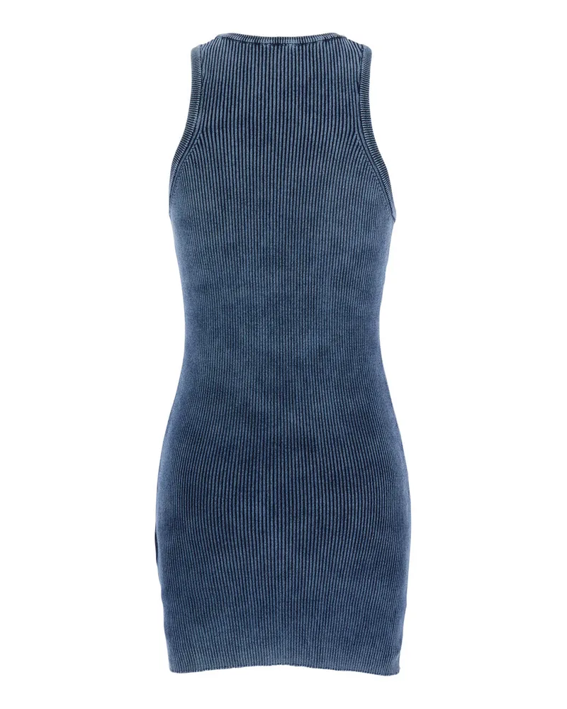 Diesel Women Sleeveless Crew-Neck Dress Blue Ribbed Cotton Blue