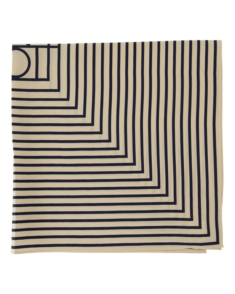 Totême Women's Signature Monogram Silk Scarf -  Black Accessories Beige