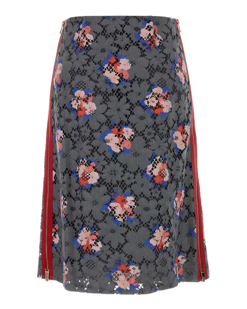 Fendi Women's Printed Lace Skirt Asfalto-26 Gonne Gray