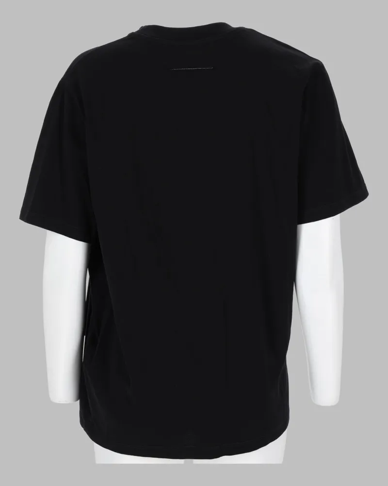 Maison Margiela Draped Cotton with Logo Patch T-Shirt — Black Black