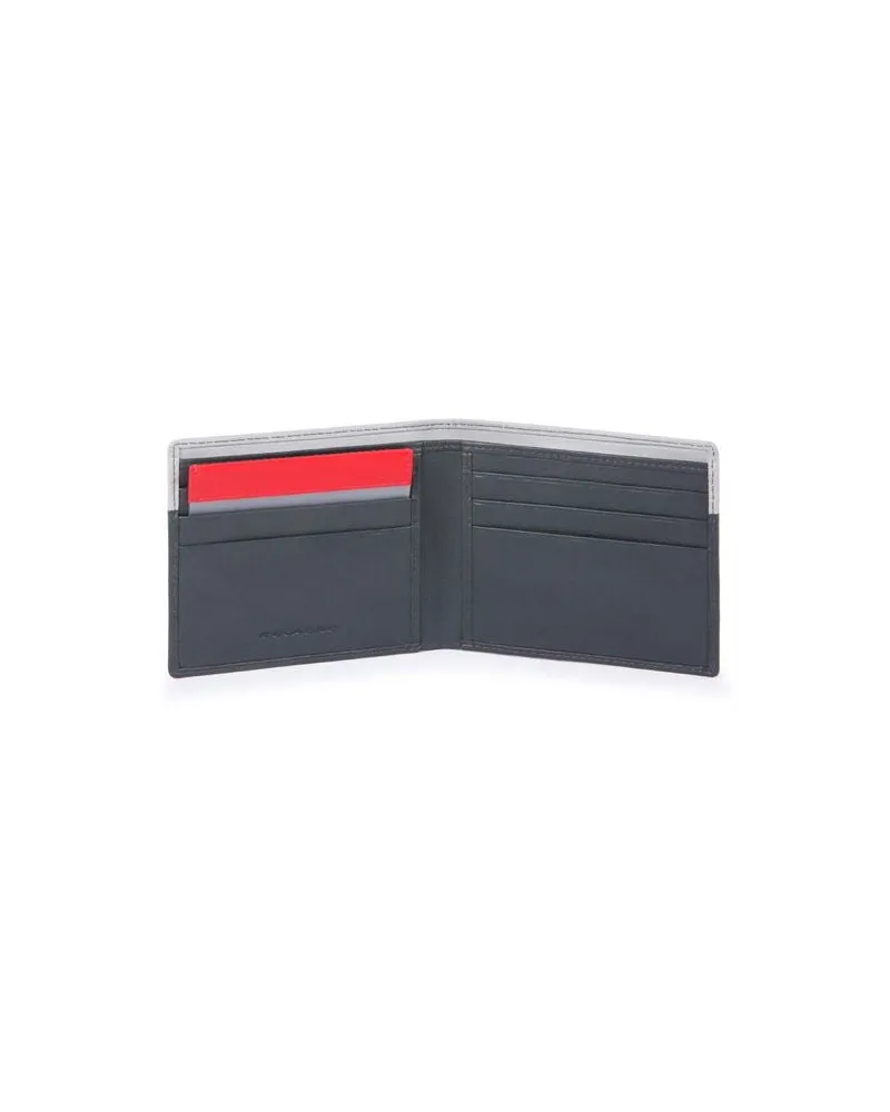 Piquadro Men's Wallet Grey Black Leather Bags Gray