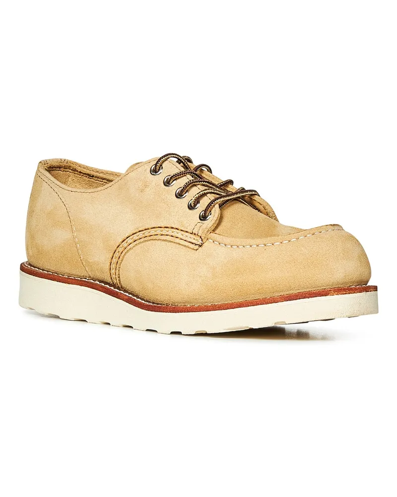 Red Wing Shoes Men's Oxford Shoes Moc Toe Lace-Up Beige Suede Calfskin; Rubber Sole Accessories Beige