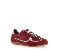 Suede Low-Top Sneaker — Burgundy