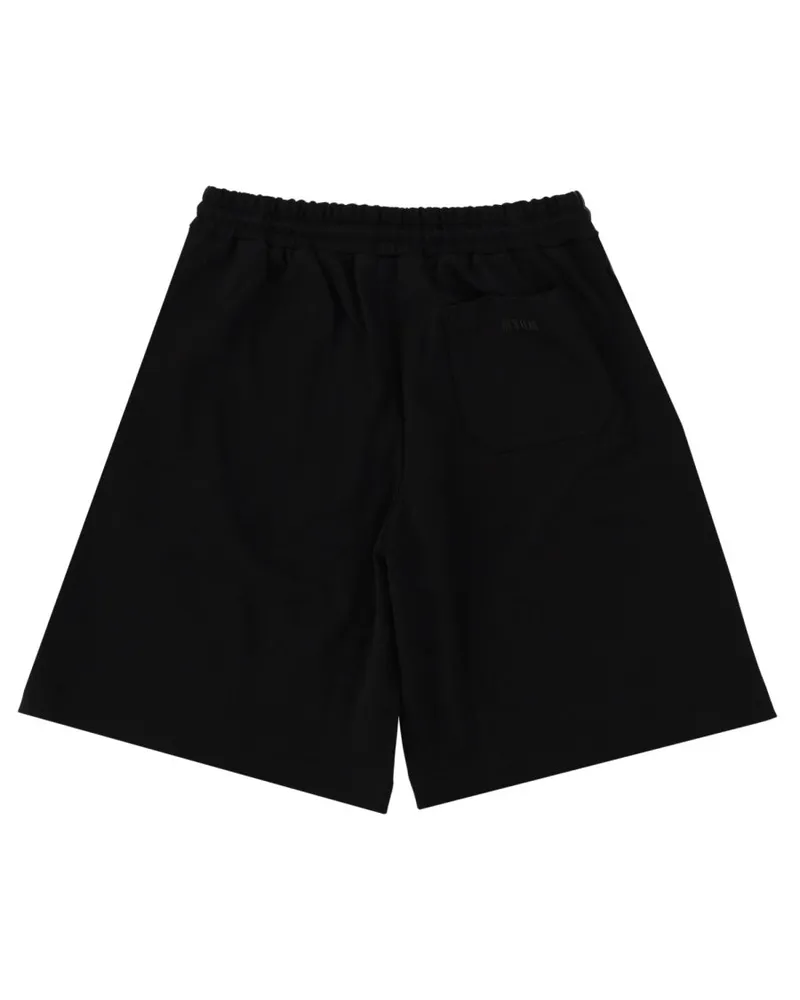 MSGM Logo-Embroidered Cotton Bermudas — Black Black