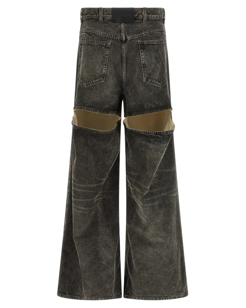 ATTICO Cut-Out Stonewashed Denim Jeans — Grey Grey