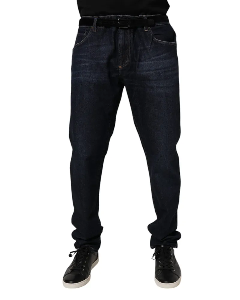 Dolce & Gabbana Men's Dark Blue Cotton Stretch Skinny Denim Jeans Elastane Clothing Navy