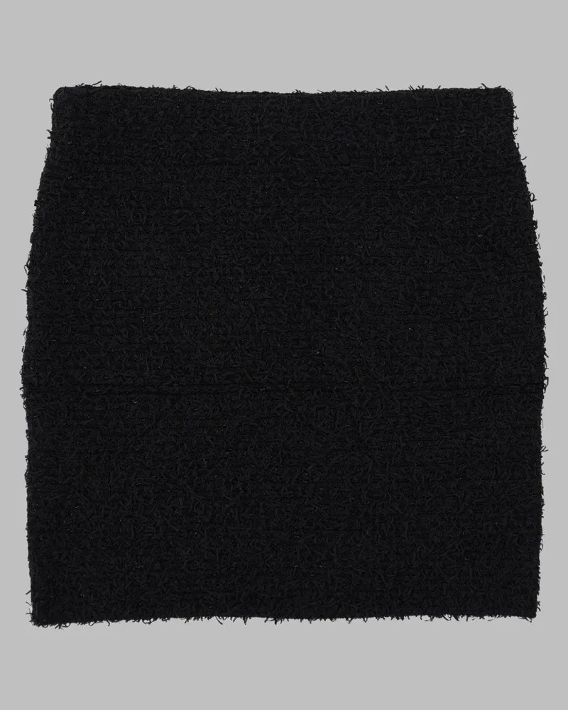 Balmain Tweed Button-Detail Miniskirt — Black Black