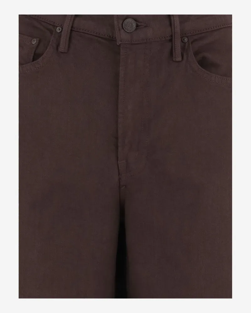 Mother Women's Jeans Wide-Leg Stretch Cotton Brown Brown