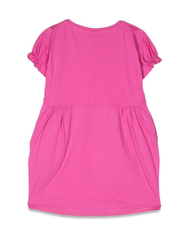 Emporio Armani Short-Sleeved Stretch-Cotton Dress — Pink Pink