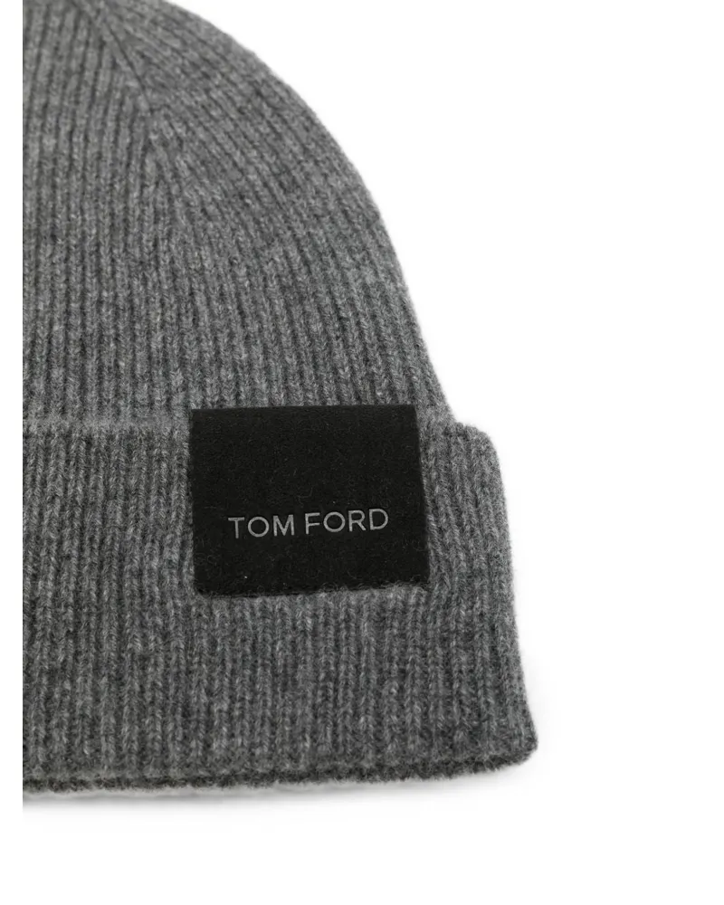 Tom Ford Cashmere Ribbed Knit Beanie — grey Grey