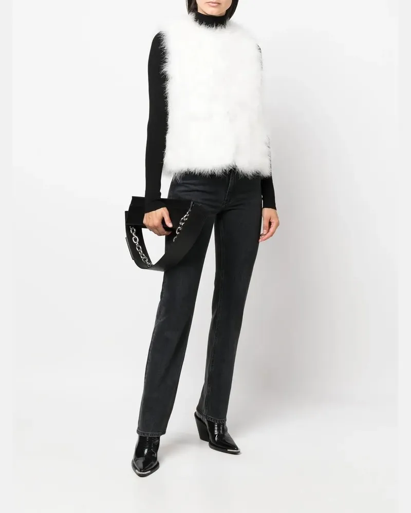 Yves Salomon Women's Silk Feathered-Finish Waistcoat Aw26 W White