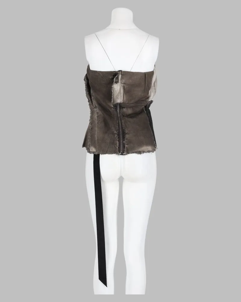 DRKSHDW by Rick Owens Splintered Bustier Top — Charcoal Charcoal