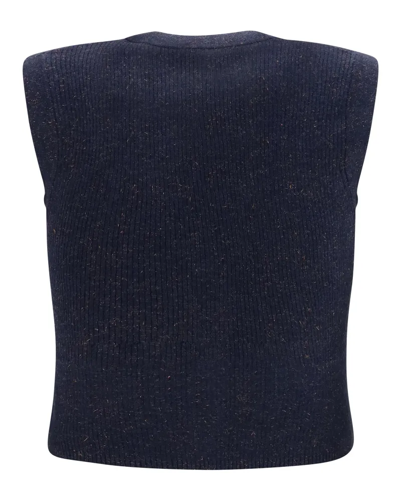 Brunello Cucinelli Women's Sleeveless Cardigan Blu Freddo Blazers & Vests Navy