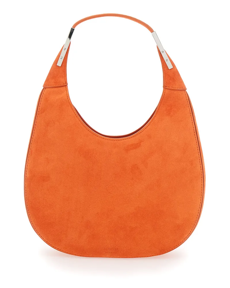 SAVETTE Women's Florence Small Orange Shoulder Bag Suede Orange