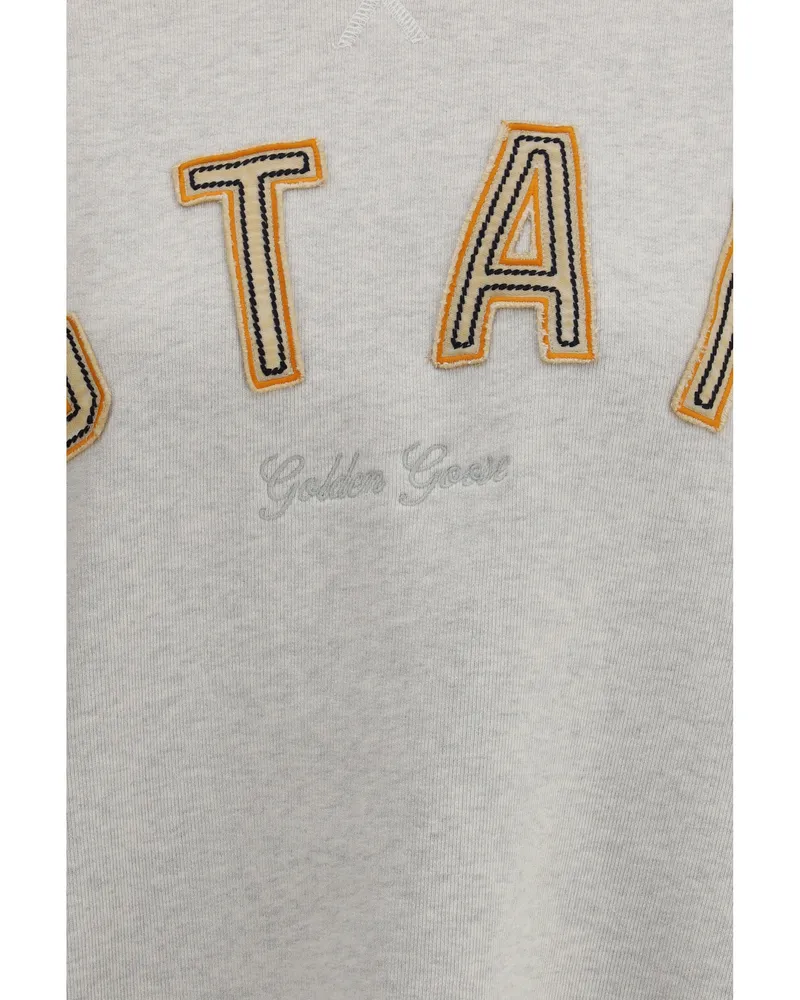 Golden Goose Women Crewneck Sweatshirt Vintage Grey Melange Cotton Sweater Gray