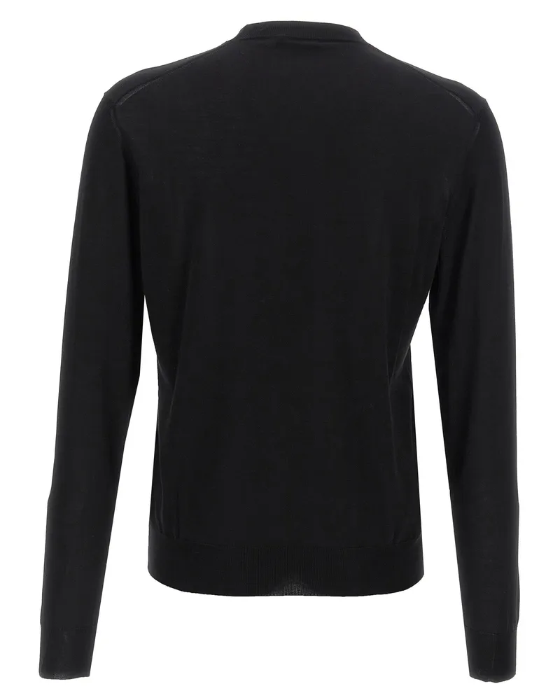 Prada Logo-Embroidered Silk Sweater — Black Black