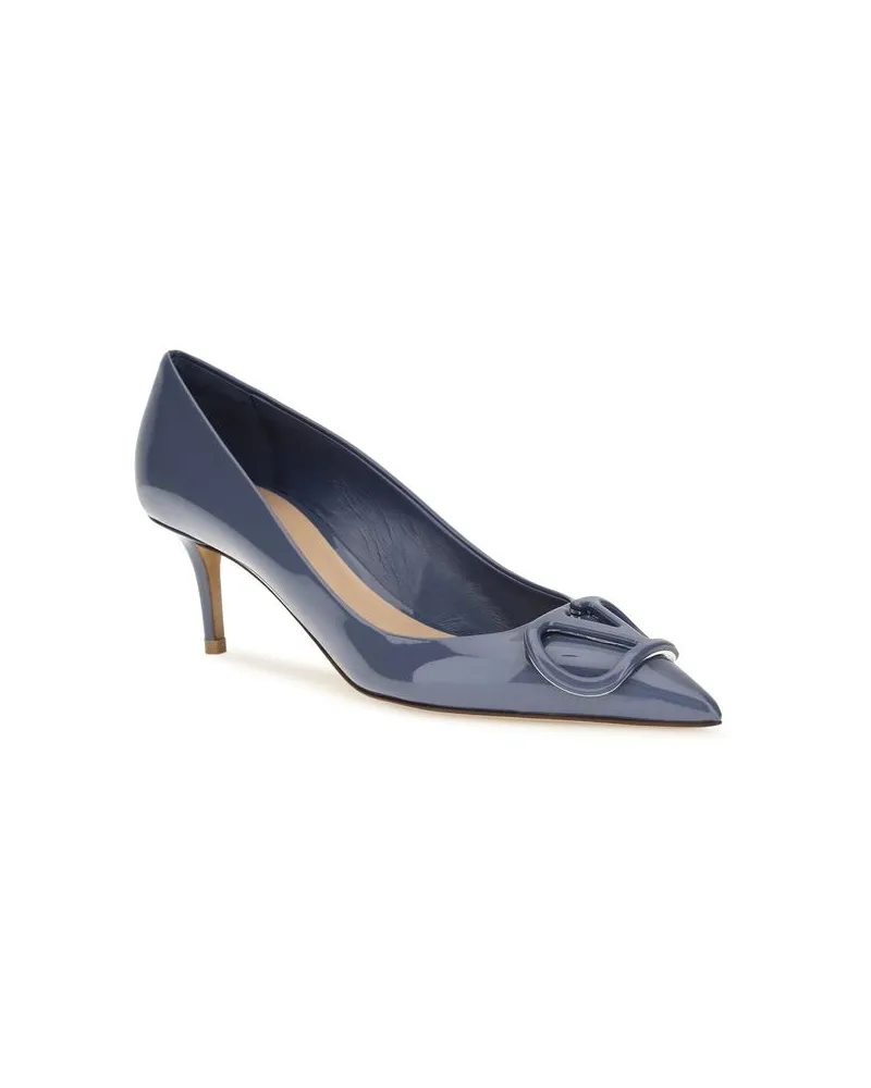 Valentino Garavani Women's Blue Calf Leather Bos Taurus High Heel Pumps Blue