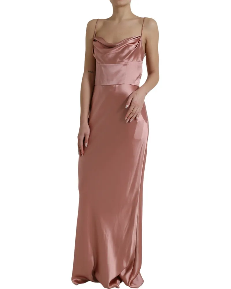 Dolce & Gabbana Women's Silk Cowl-Neck Spaghetti Strap Gown Pink Pink