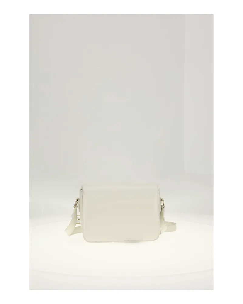 Celine Women's Shoulder Bag Teen Triomphe White-Black White Cotton-Black Calf Leather (bos Taurus) Cotton/black White