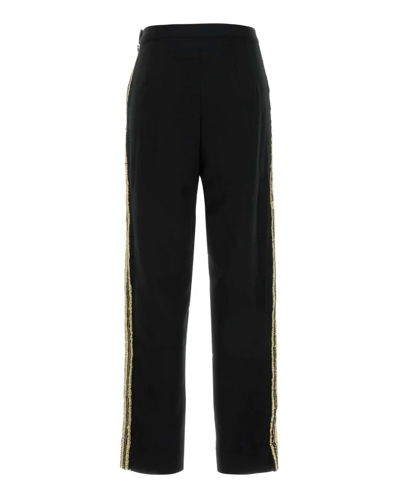 BODE Women's Black Crepe Pant Blackcream Exterior: Polyester Pantaloni Black
