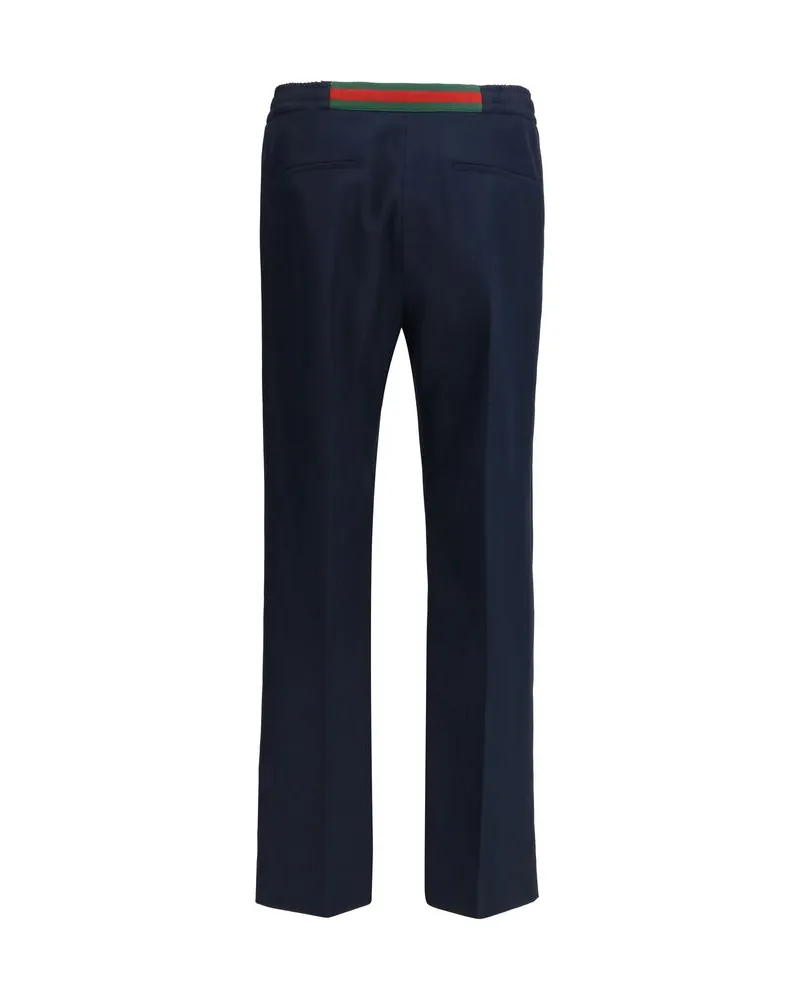 Gucci Men Blue Polyester Casual Pants Navy