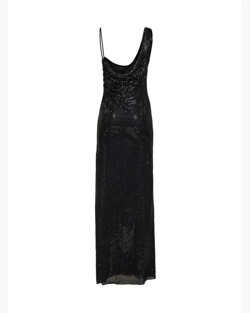 Self-Portrait Women's Maxi Dress Draped Tulle Black Polyester Black