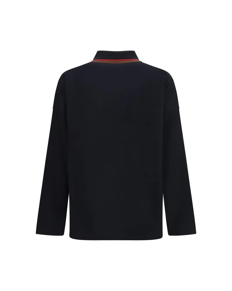 Vivienne Westwood Striped Ribbed Collar Polo Shirt — Black Black