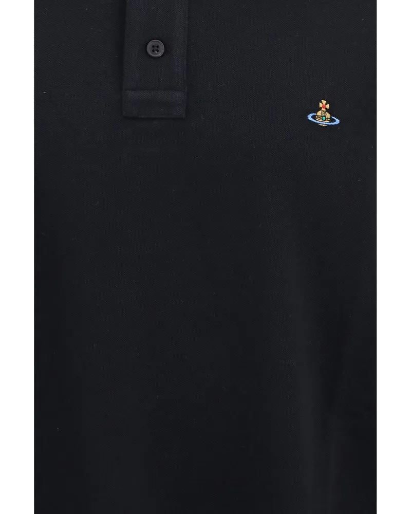 Vivienne Westwood Striped Ribbed Collar Polo Shirt — Black Black