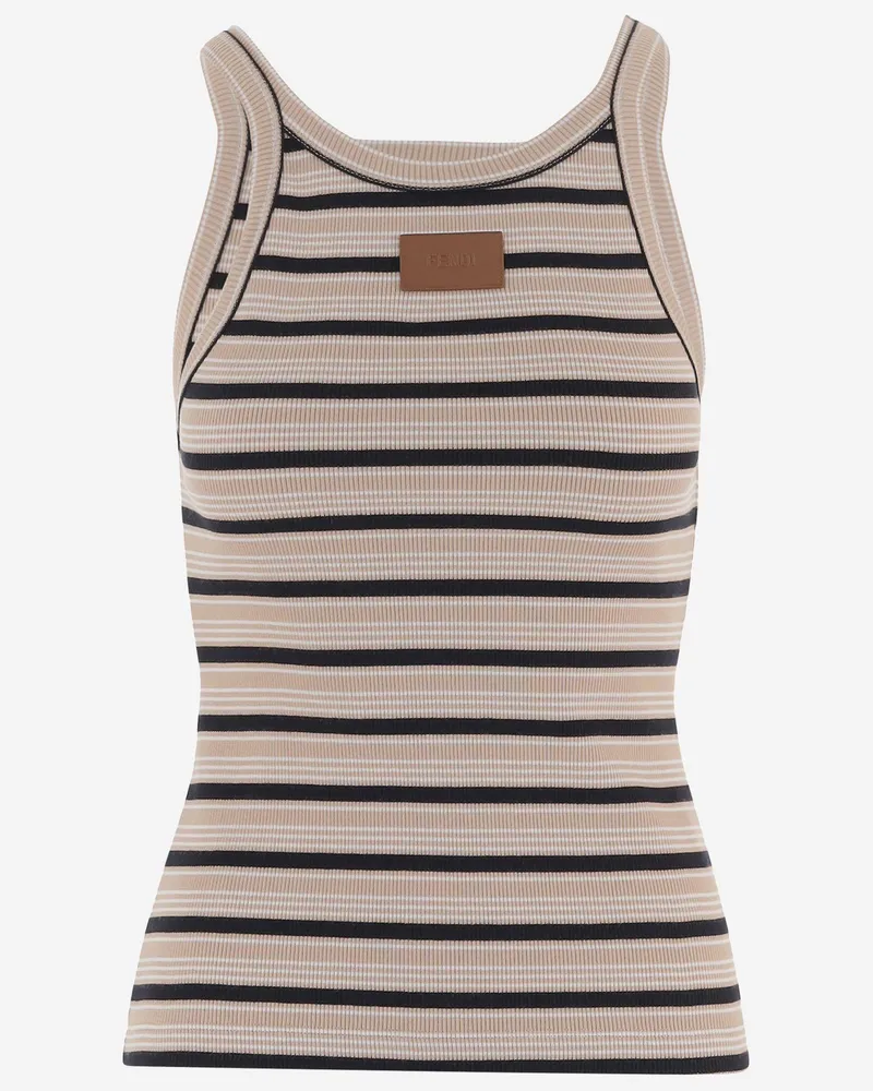 Fendi Women's Tank Top Striped Stretch Cotton Multicolour Multicolor