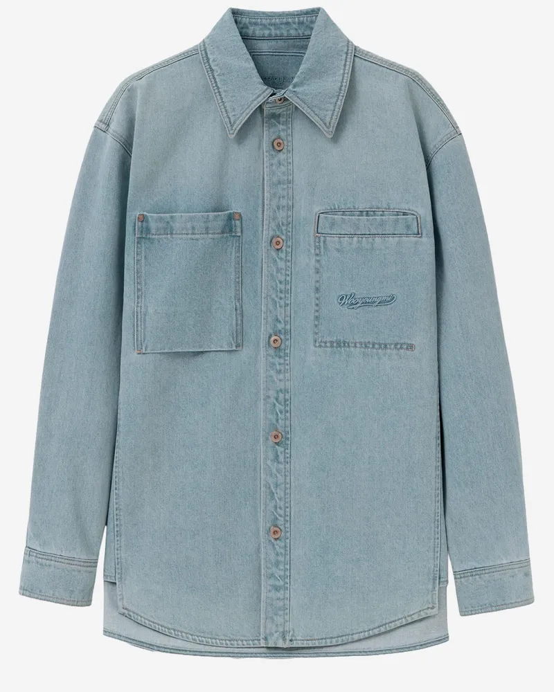 Wooyoungmi Men's Cotton Shirt Denim Blue Blue