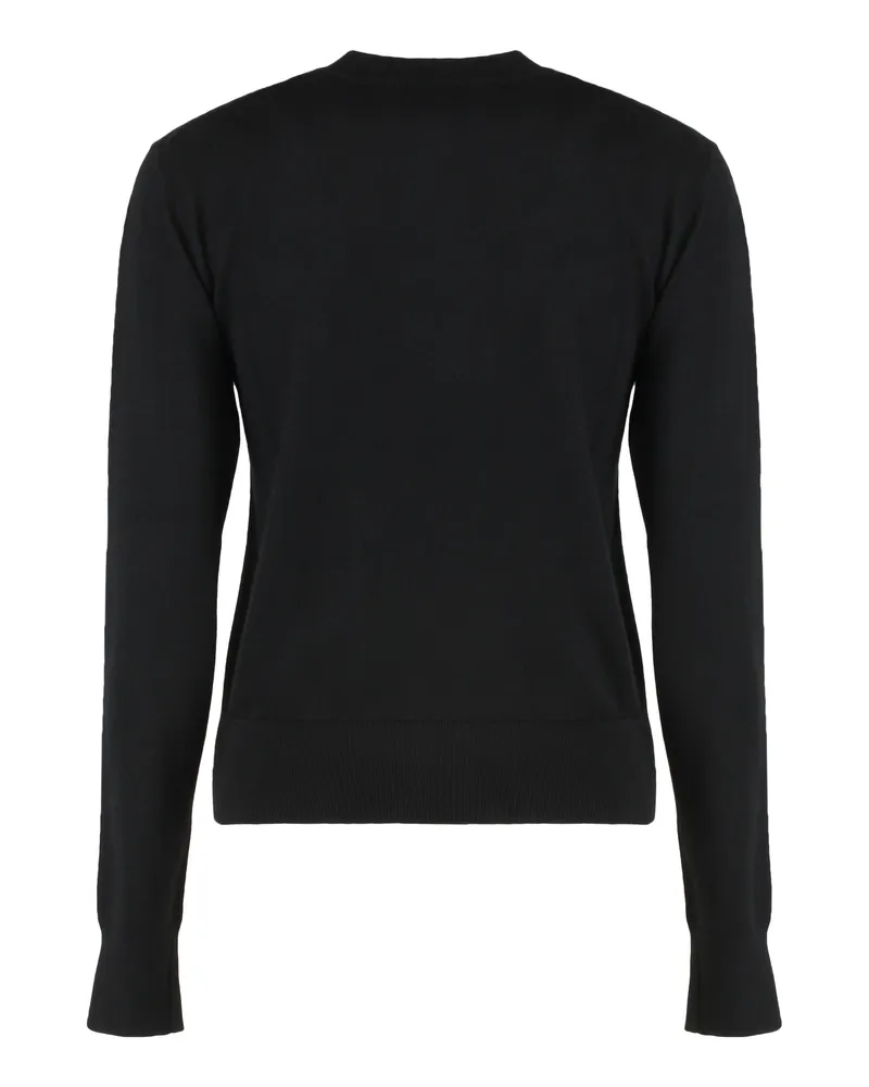 Calvin Klein Women's Round Neck Merino Wool Sweater Black Pet Black