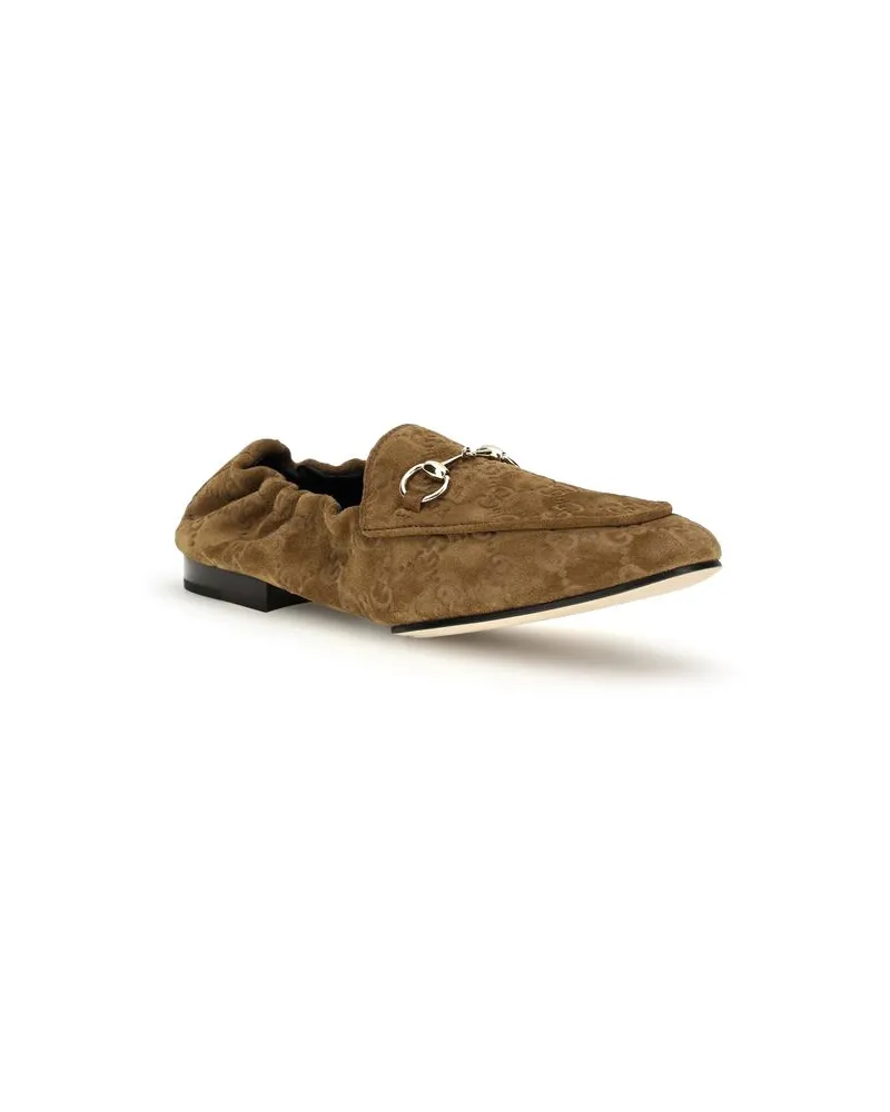 Gucci Women's Brown Calf Leather Bos Taurus Slip-On Loafers Brown
