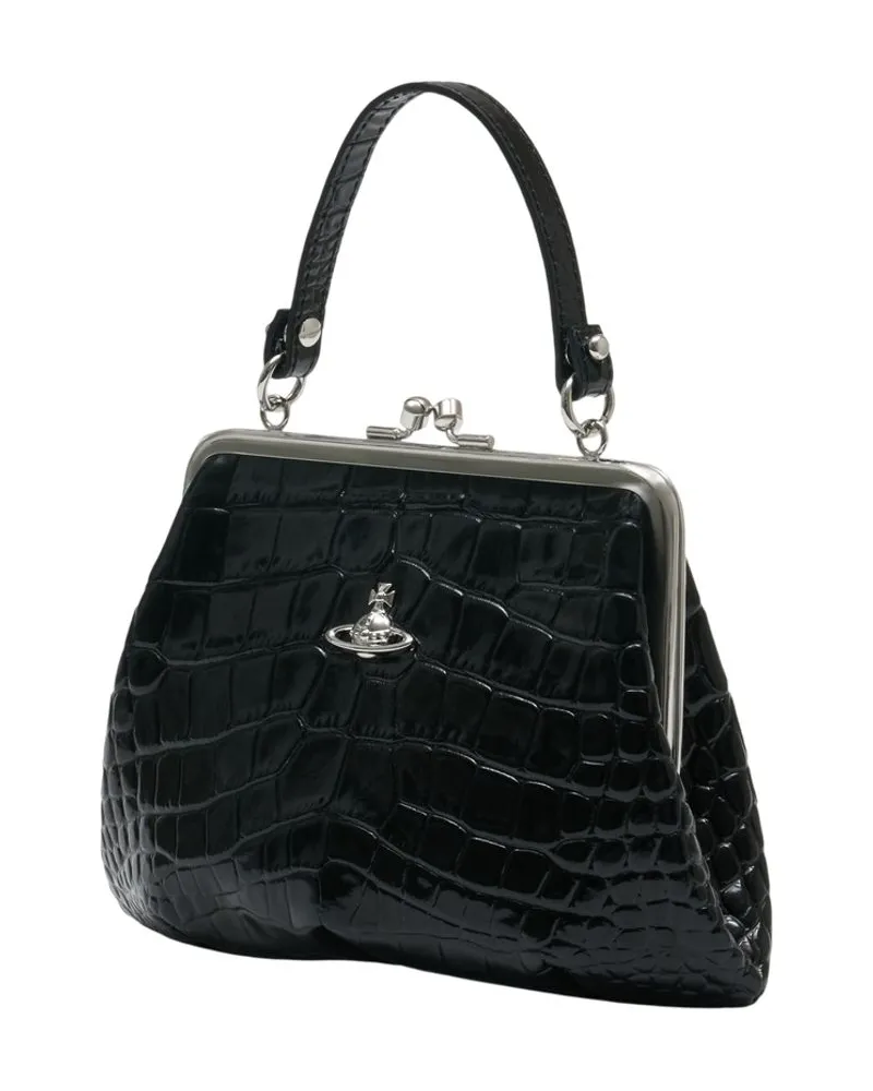 Vivienne Westwood Calfskin Leather Top Handle Bag — Black Black