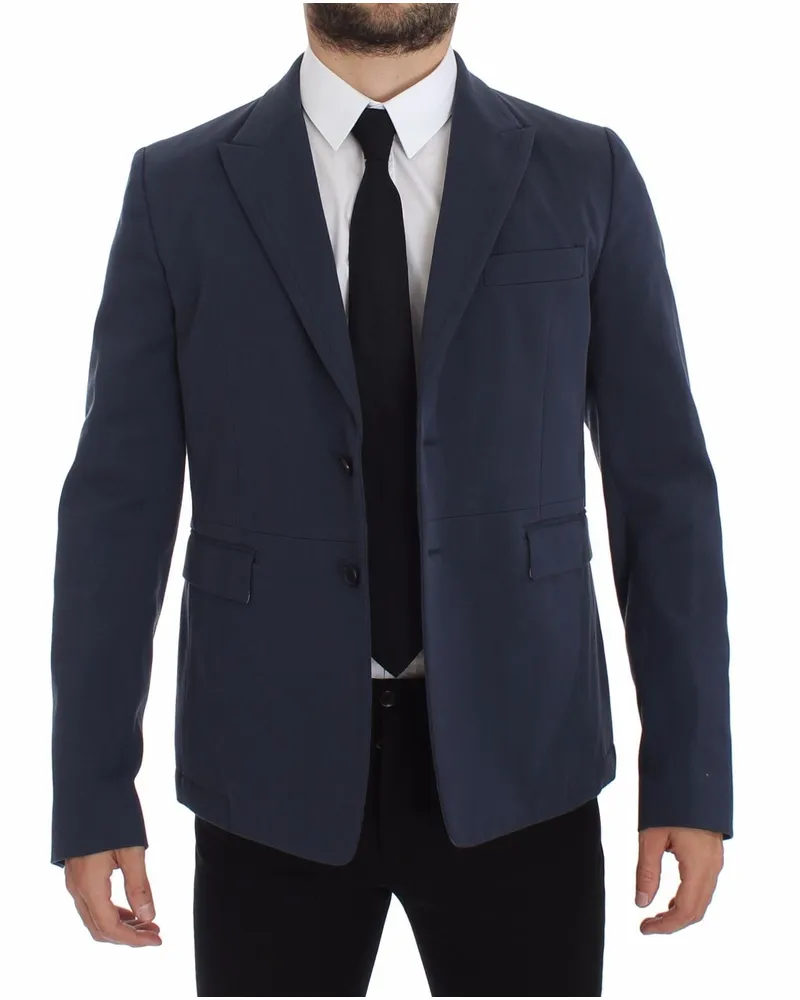 Dolce & Gabbana Men's Blue Cotton Stretch Casual Blazer Clothing Blue