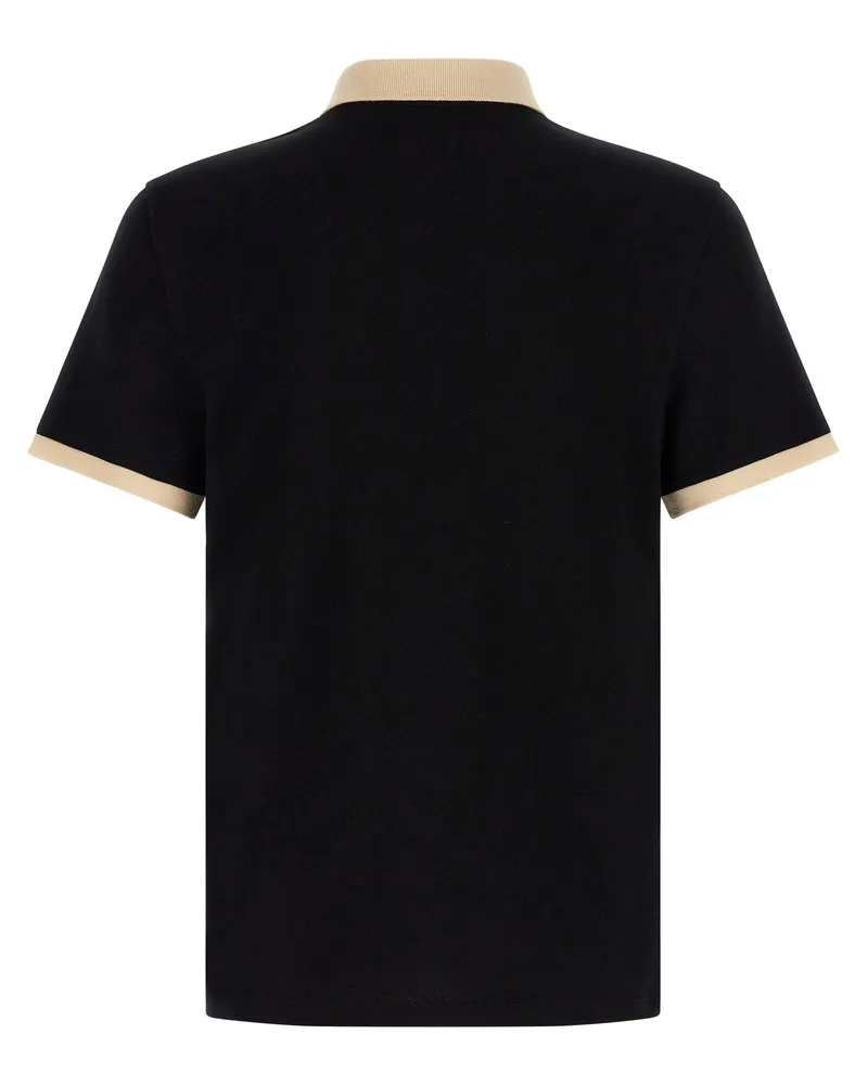 Valentino Garavani Contrast-Trim Cotton Piquet Polo Shirt — Black Black