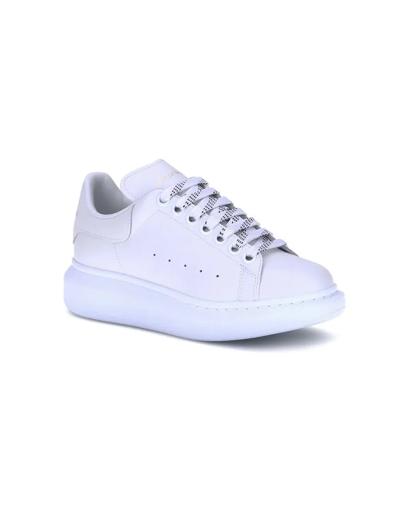 Alexander McQueen Women's White Calf Leather Bos Taurus Platform Sneakers White
