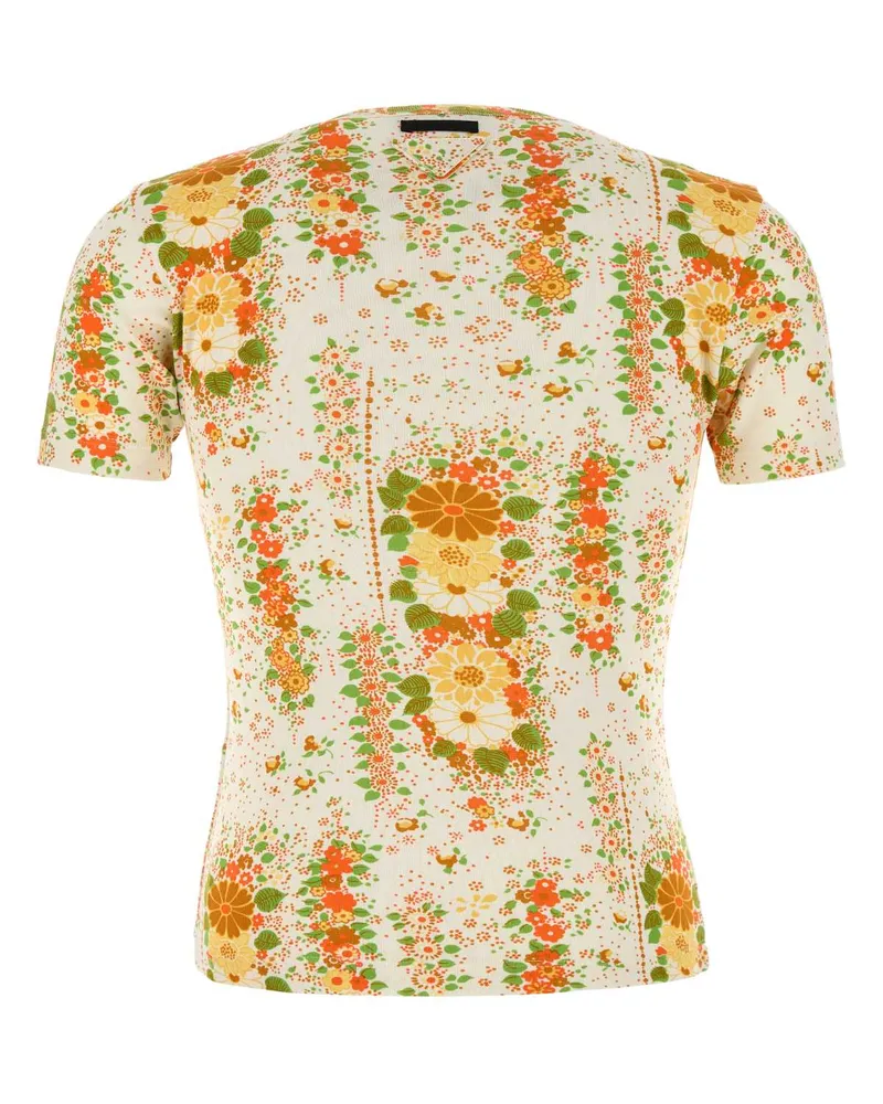 Prada Men's Printed Cotton T-Shirt Arancio Orange