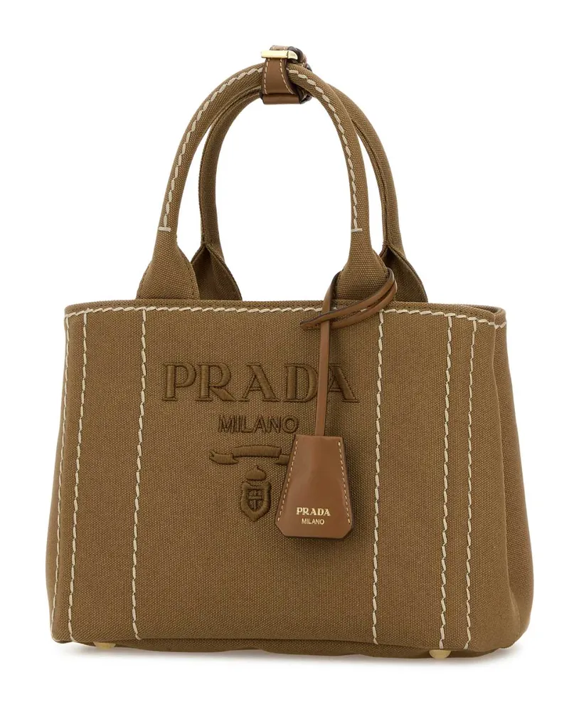 Prada Women's Camel Canvas Handbag Tabacco P Borse A Mano Bag Beige