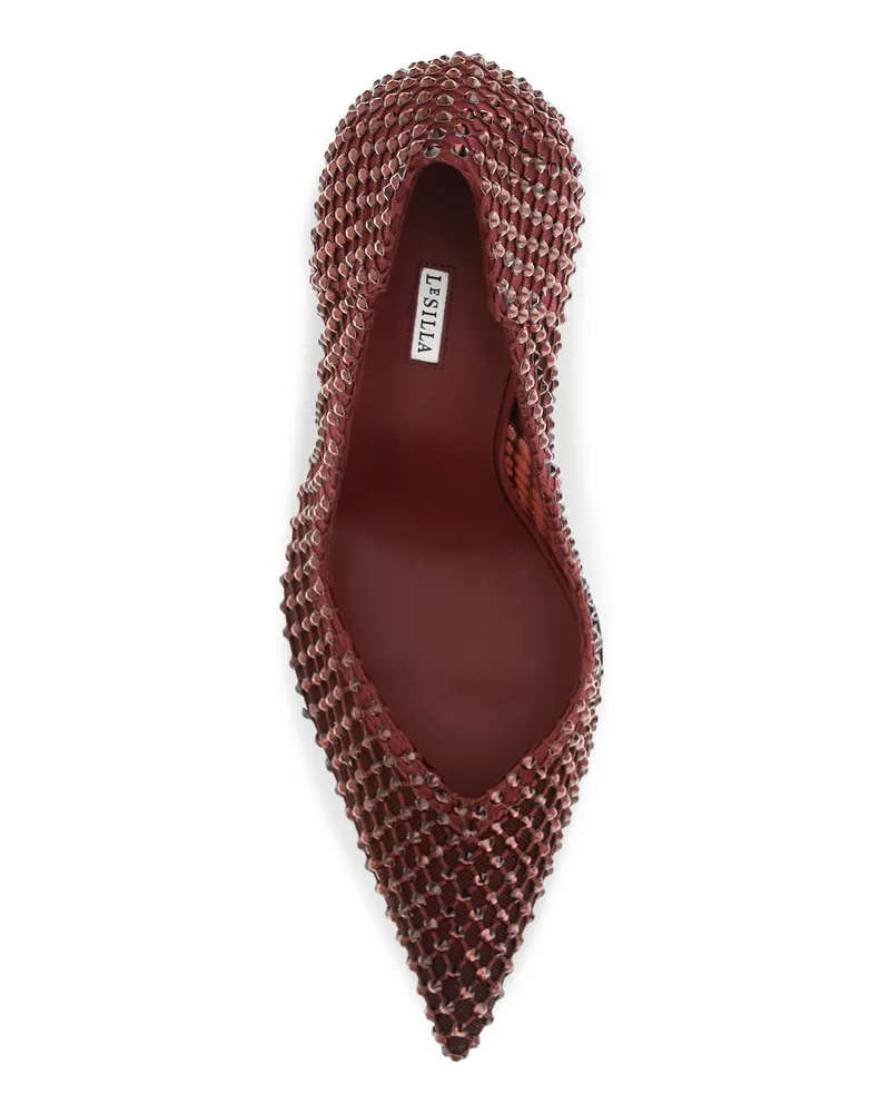 Le Silla Women's Pumps Gilda Cherry Crystal Upper High Heel Shoes Red