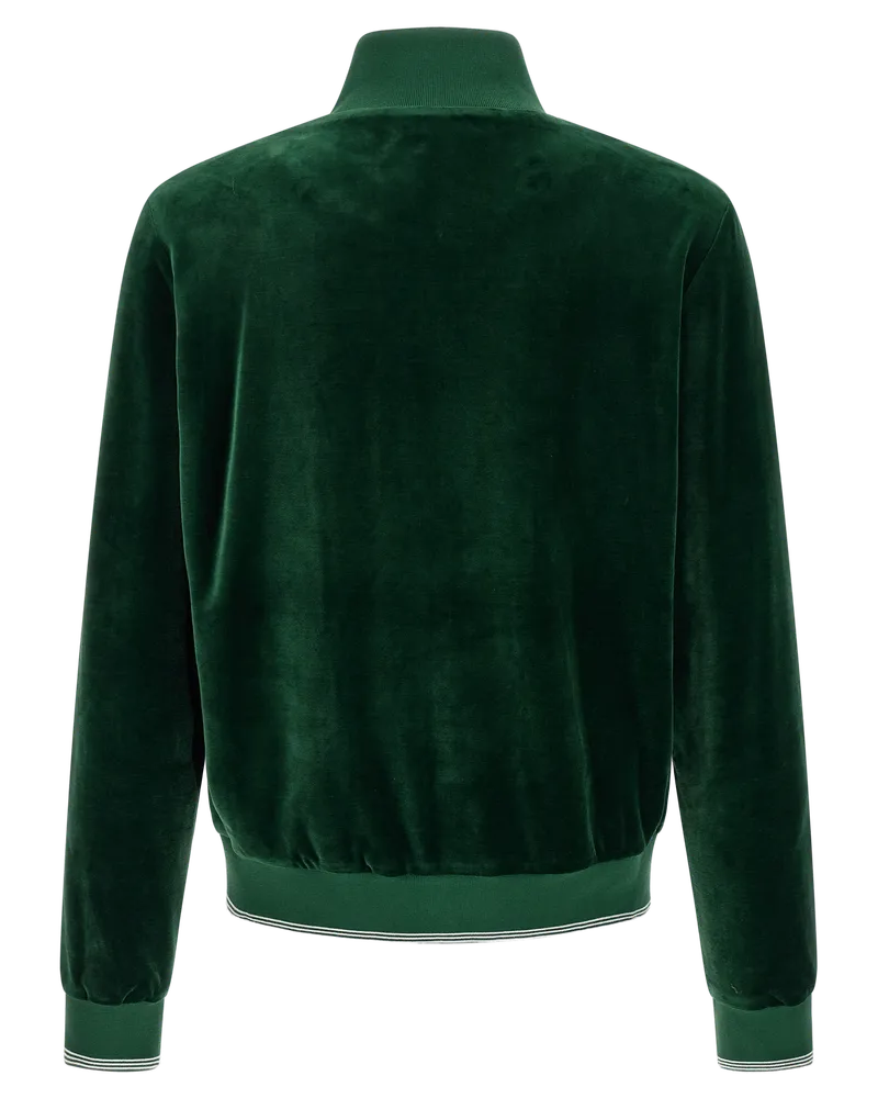 Casablanca Paris Striped Cotton Velvet Sweatshirt — Green Green