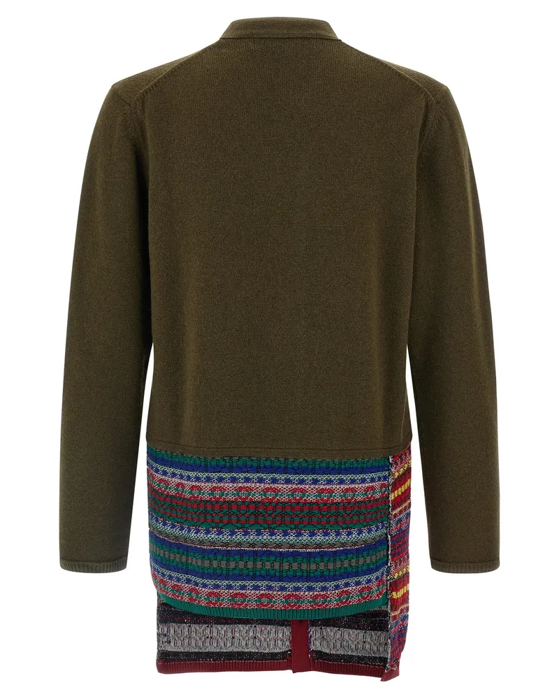 Comme des Garçons Men's Bicolor Wool Cardigan Clothing Green