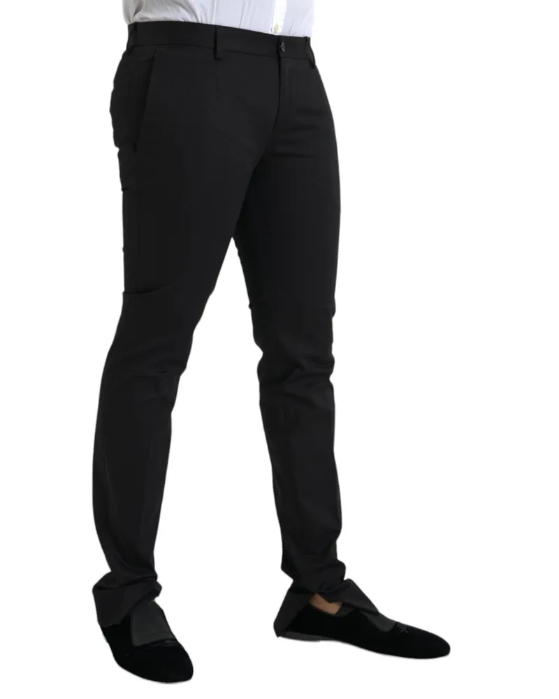 Dolce & Gabbana Cotton Stretch Slim Fit Trousers — Black Black