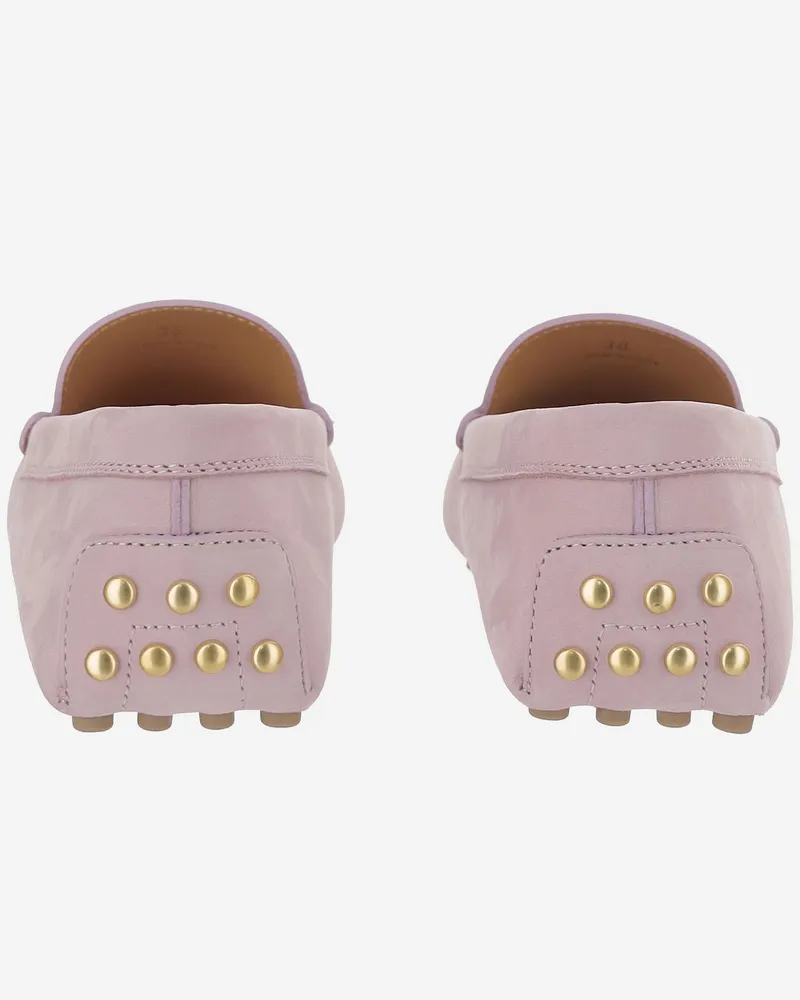 TOD'S Women's Suede Rubber-Soled Loafers Pink Calfskin Pink