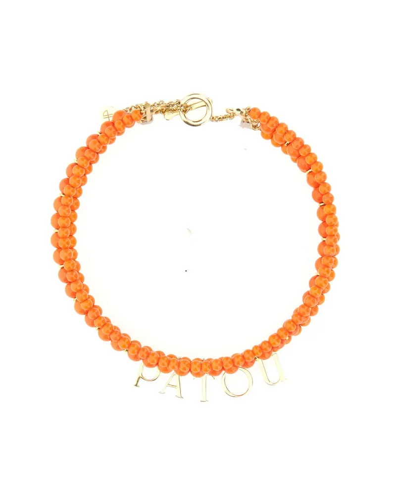 Patou Glass and Brass Bead Necklace — Orange Orange
