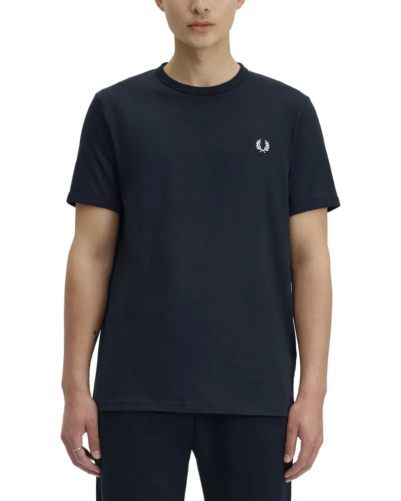 Fred Perry Logo-Print Cotton T-Shirt — Blue Blue