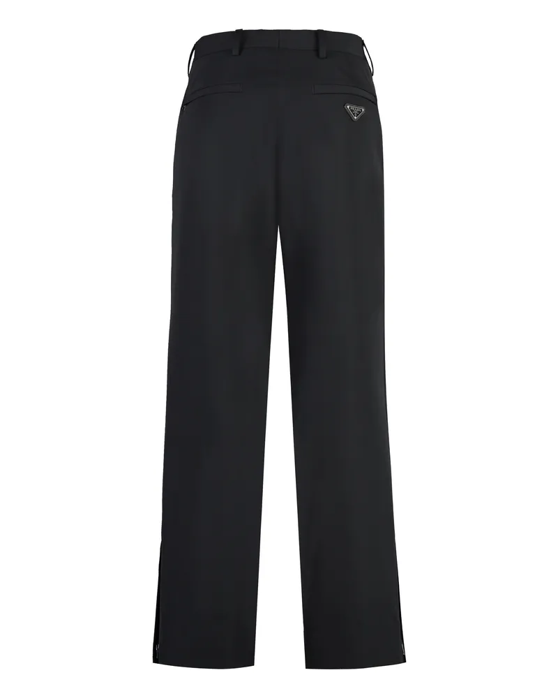 Prada Men's Trousers Technical Fabric With Calf Leather Black Black